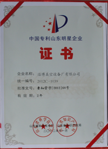 公司被山東省科學(xué)技術(shù)廳，山東省知識(shí)產(chǎn)權(quán)局評(píng)為中國(guó)專利山東明星企業(yè)